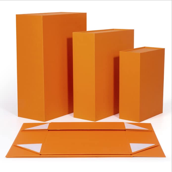 REDDOTGIFT® Pack of 2 Orange Color Flat Cardboard Boxes, Magnet Boxes, for Gifts, Packing, Easy To Fold Style (Orange, 32 * 24 * 9cm (2 pcs))