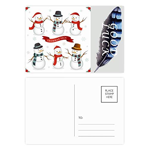 Tarjetas de felicitación navideñas con muñeco de nieve para deseos especiales, 20 uds