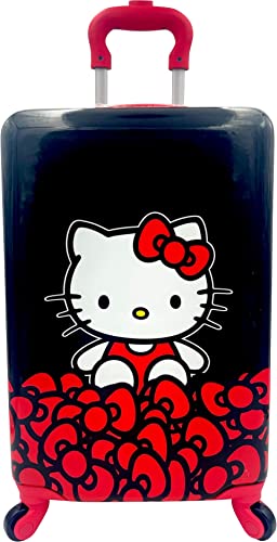 Fast Forward Kid’s Licensed Hard-Side 20” Spinner Lightweight Luggage Carry-On Suitcase and Beauty Case Set (Hello Kitty), Multicolored