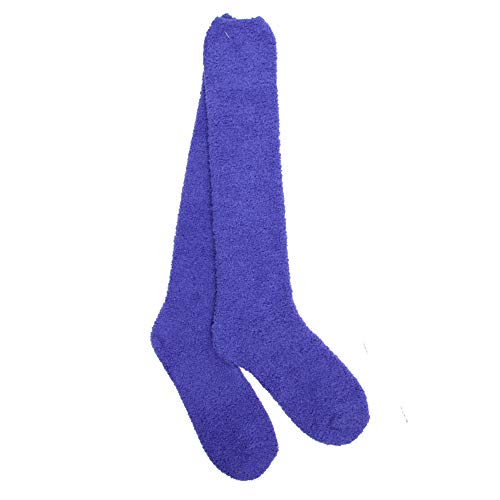 Image of BambooMN Women's Fuzzy Knee High Socks - Polka Dots and Solid Colors - 2 Sizes - 1 Pair Pack