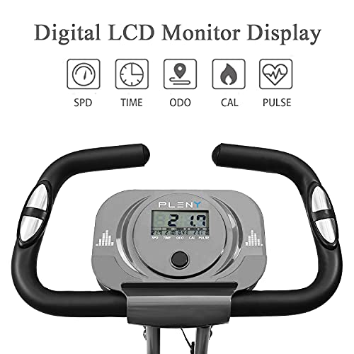 Pleny Folding Exercise Stationary Bike | 3-In-1 Foldable Indoor Cycling Exercise Bike | Magnetic Upright Workout Bike With Arm Exercise Resistance Bands And For Home Gym #TOP4