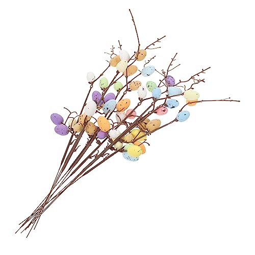 ULTECHNOVO 10 piezas de huevos de Pascua, tallos de flores, decoración para fiestas, centros de mesa, jarrones fotográficos