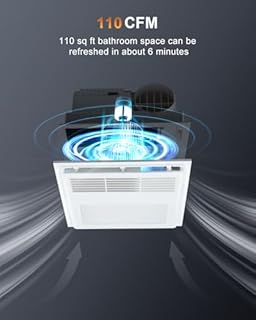 GROWNEER 3 in 1 Ceiling Mount Bathroom Exhaust Fan with Light & Heater, 110 CFM 1.5 Sones, 2700K/3500K/5000K Selectable