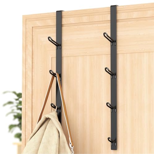 niffgaff Heavy Duty Over The Door Hooks, Space-Saving Vertical Door Hanger for Towels, Coats, and Accessories – 2 PCS, Matte Black