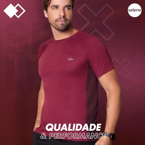 SELENE Camiseta Dry Fit Academia Masculina Esportiva, Bordô, G