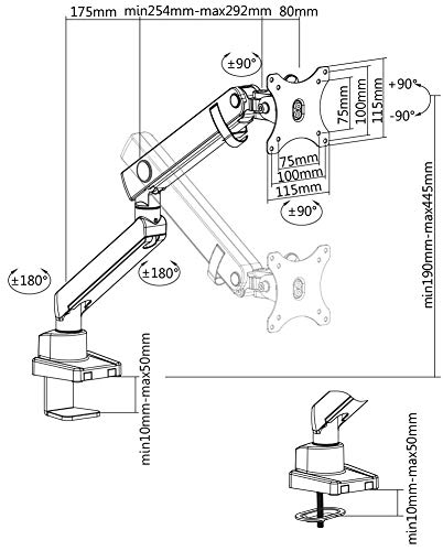 Icy Box Supporto Per Monitor Fino A 1 Monitor Fino A 32 Pollici (Fino A 8 Kg, Vesa 75 X 75/100 X 100), Supporto Per Monitor In Acciaio, Girevole E Inclinabile, Fissaggio Su Piano Tavolo/Bordo Del - 5