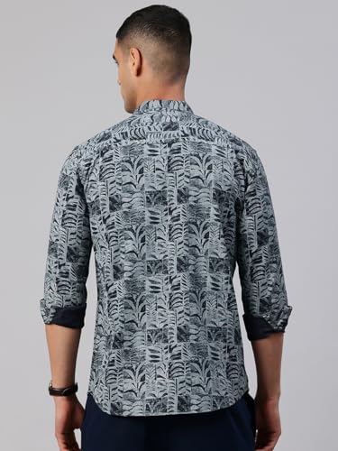 Image of Majestic Man Men's Pure Cotton Printed Mandarin Collar Regular Fit Roll-Up Sleeves Short Kurta