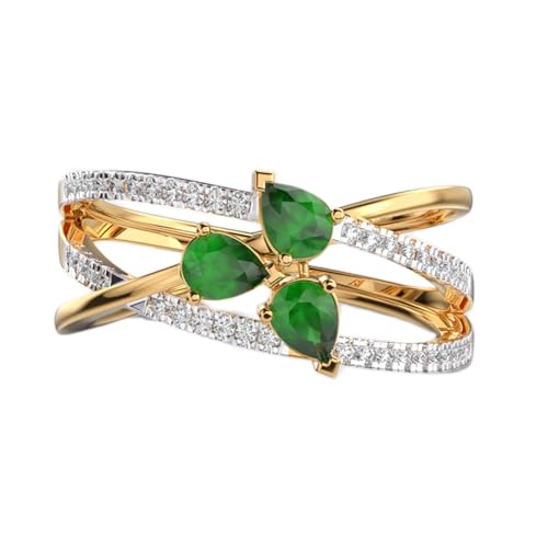 Bague grenat vert fait main en argent, un cadeau de luxe inoubliable