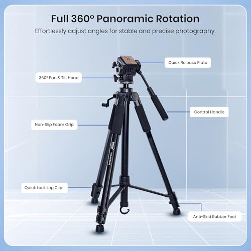 Image of Simpex 880 Plus (165 cm) Platinum Aluminum Light Weight Tripod, with Fluid Video Head, for DSLR & Video Cameras, Maximum Operating Height: 5.90 Feet, Maximum Load : 6 kgs (Black)