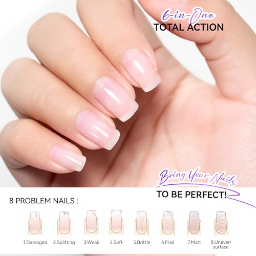 Image of Women Nail Strengthener Protein for Daily: Clear Gelike EC 6 in 1 Nail Treatment for Weak and Damaged Nails Everyday - Nail Polish Hardener for Home Salon Travel Spa Gift