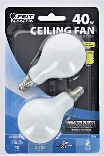 Feit Electric BP40A15C/W/CF 40 Watt White Ceiling Fan Light Bulb 2 Count cover
