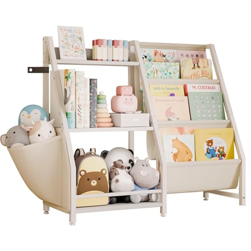 Uptyia Libreria Infantil,Estanteria Libros Infantil con 3 Niveles de Almacenamiento, Gran Capacidad,Revistero,Beige,85.5x30x75 cm