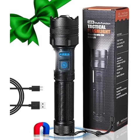 Vana Kula Rechargeable LED Flashlight, 250000 Lumens, Zoomable, 7 Modes, COB Sidelight, Magnetic Base, IPX6 Waterproof, for Emergency, Home, Camping, Hunting Cover