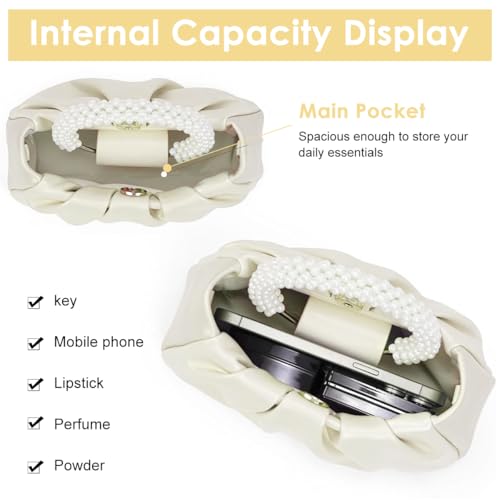 Image of PALAY Sling Bag for Woman Small Evening Purse Handbags Soft Leather Ruched Bag Bridal Clutch Party Prom Crossbody Purses