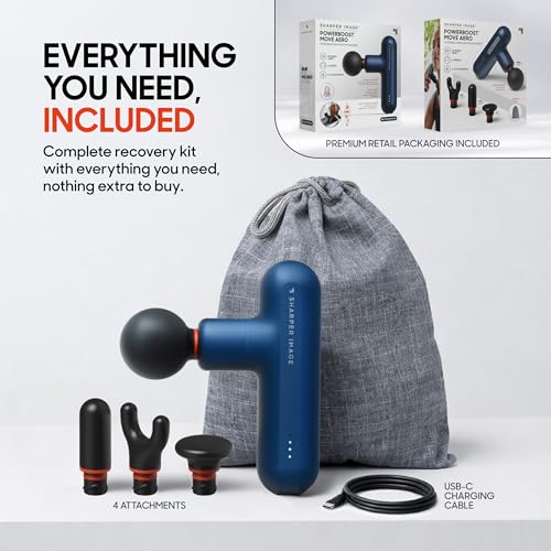 Image of Sharper Image Powerboost Move Aero [New 2026 Version] Mini Deep Tissue Percussion Massage Gun| Muscle Recovery & Pain Relief Massage Tool| Full Body Back & Shoulder Massager| Travel Gift for Men Women