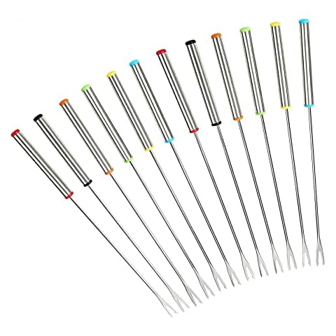 GuDoQi 12-Piece Stainless Steel Fondue Forks Set Cover
