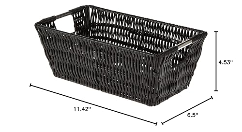 Image of Whitmor 6500-2712-BLK Rattique Small Shelf Black Tote Basket (Pack of 6)