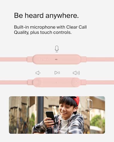 Image of Belkin SoundForm Wired Earbuds with USB-C Connector, in-Ear Earphones w /Microphone - USB-C Headphones for iPhone 17, iPhone 16, iPad mini, Galaxy S25, Google Pixel 9, Android, and More - Pink