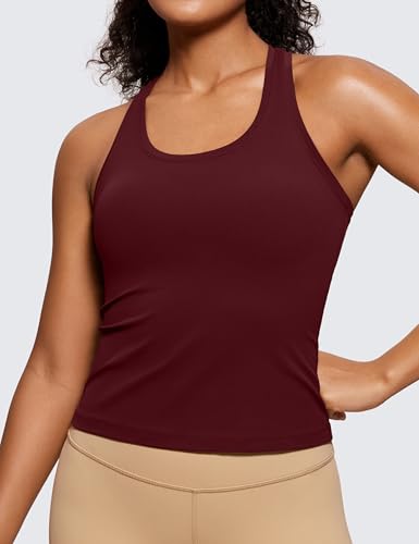 Image of CRZ YOGA Butterluxe Racerback Tank Waist Length | Yoga, Extremely Soft, Tight Fit, Scoop Neck, Sleeveless Tops for Women
