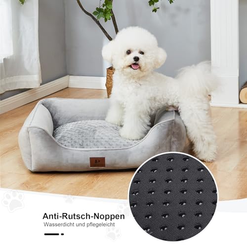 Snocyo Hundebett Kleine Hunde, Katzenbett Flauschig und Kuschelig, Waschbar und Super Weiches Hundesofa Hundekissen, Gepolstert Hundematte, Grau, 55×45×16cm
