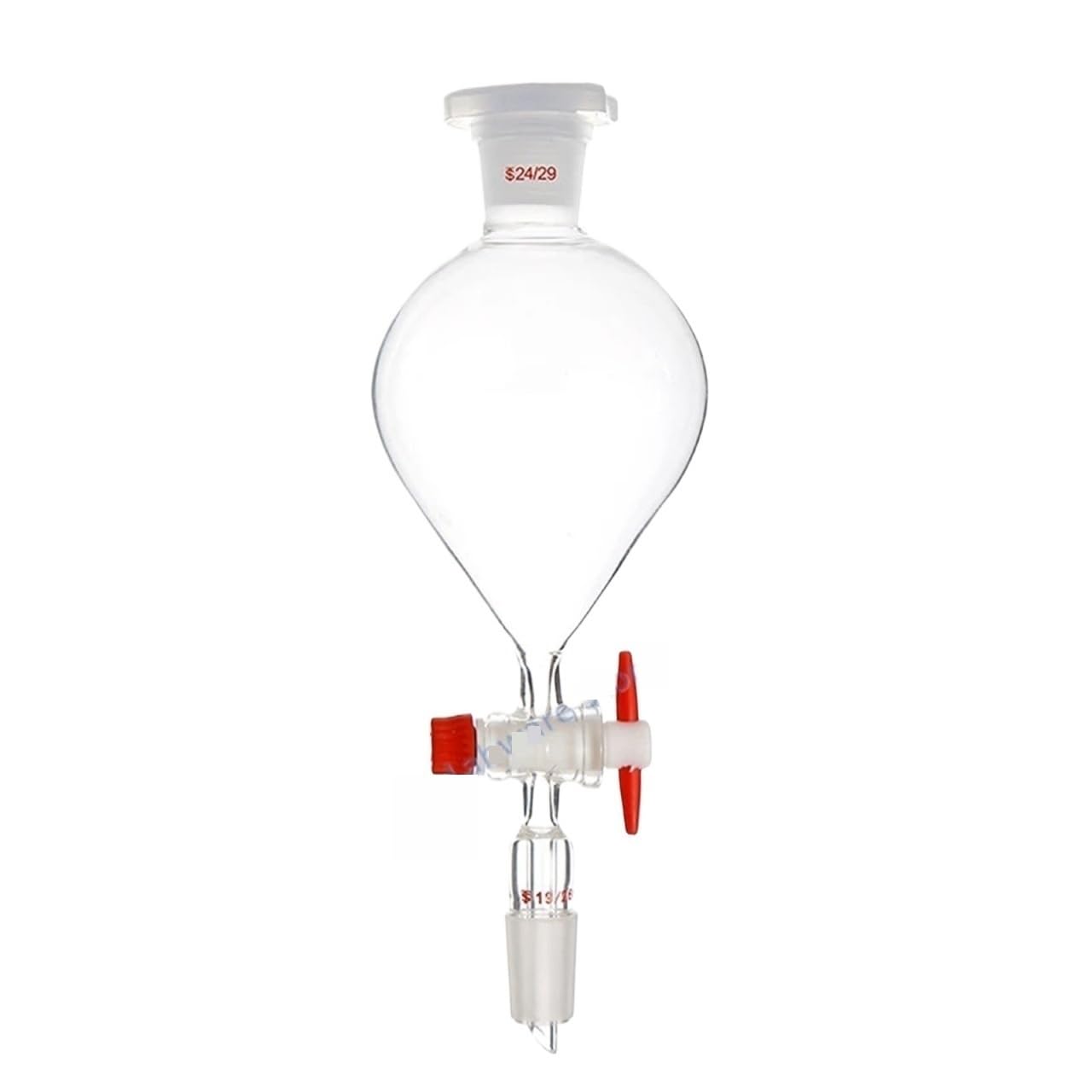 Embudo separador esférico de vidrio con pistón de PTFE(125ml 24x24)