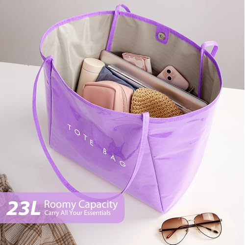 Image of KALIDI PVC Tote Women Weekender Bag Large Shopper Handbag Oversize Shoulder Travel Purse