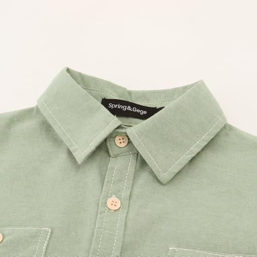Spring&Gege Boys' Long Sleeve Chambray Shirt Casual Cotton Woven Button Down Shirt with Two Pockets3