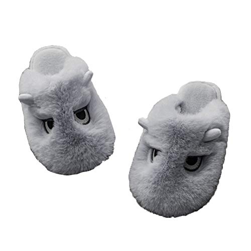 Pantoufles d'animaux de Dessin animé Chauds d'hiver pour Femmes, Cornes Mignonnes et Pantoufles en Forme d'oreilles de Chat, Pantoufles antidérapantes pour Chambre à Coucher,39-40,Owl-Light-Gray Cover