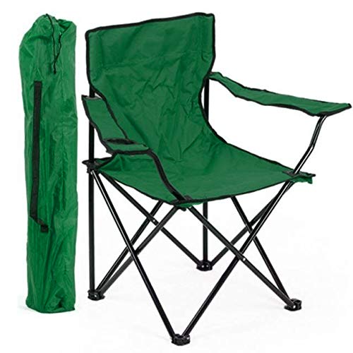 CHANG HONG Silla Plegable Camping Ligera   Silla de Exterior Ideal para Acampada, Picnic o Pesca   Silla con Portavasos (1, Verde)