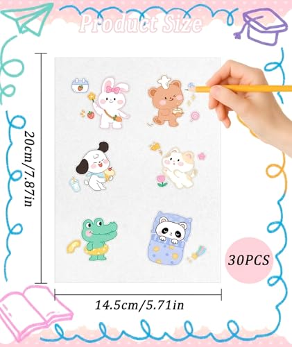 Image of 30pcs Shrink Plastic Sheets, DIY Craft Paper Sheets for Jewellery Making, Heat Shrink Plastic Sheets for Art Projects, 20x14.5 cm Size, Ideal for Kids Crafts and Gift Making Activities