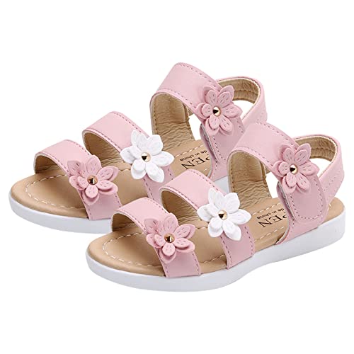Baby Girls Boys Kid Child Summer Shoes Flower Sandals Premium Anti-Slip Soft Sole Shoes Princess (Pink, 9-9.5 Years)