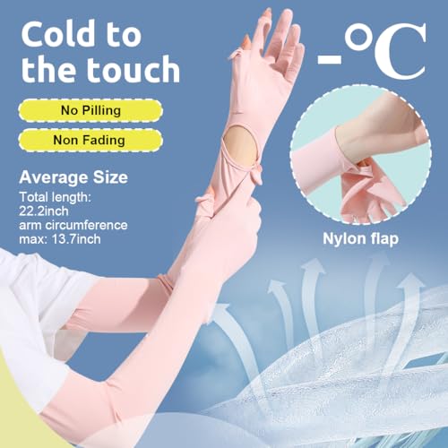 Image of PALAY Hand Gloves for Sun Protection with Arm Sleeves for Women Men, Nylon Ice Silk Sun Protection Gloves Women Cooling UV Hand Cover Arm Sleeves for Bike Riding - Anti-slip