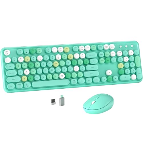 MPTOG Colorful Wireless Computer Keyboard and Mouse Combo...