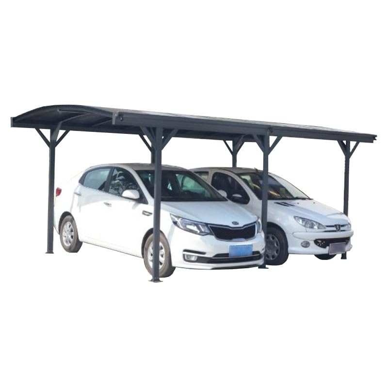 Carport Autoportant en Aluminium et Polycarbonate 17,28m² | Protection Véhicule Anti-UV et Intempéries | Gris Anthracite avec Kit d'ancrage Inclus | Robuste avec Gouttières Latérales