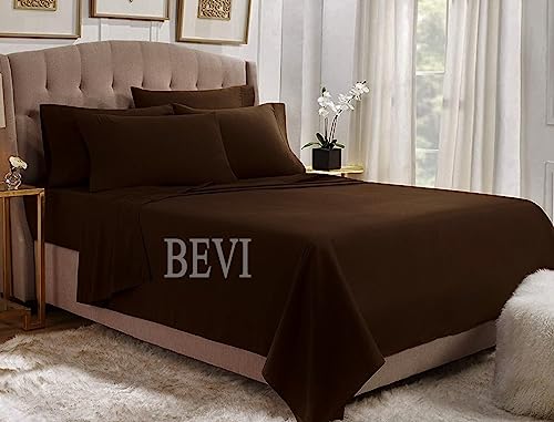 Image of BEVI Bedsheet for Double Bed 300 TC Flat Bedsheet with 2 Pillow Covers Size-(90 inchx95 inch) Umber Brown