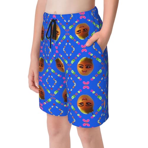 Smiley Yellow Pear Youth Beach Pants, Soft and Breathable, with Drawstring Waist, Suitable for Sports and Leisure.4