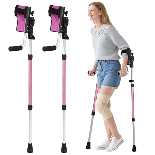 Carehofu Crutches for Adults 3-Angle Adjustable Forearm Crutches Non-Slip Handles with EVA Elbow Support, Ergonomic Forearm Crutches for Leg Injury, Surgery Recovery, Disabled (1 Pair)