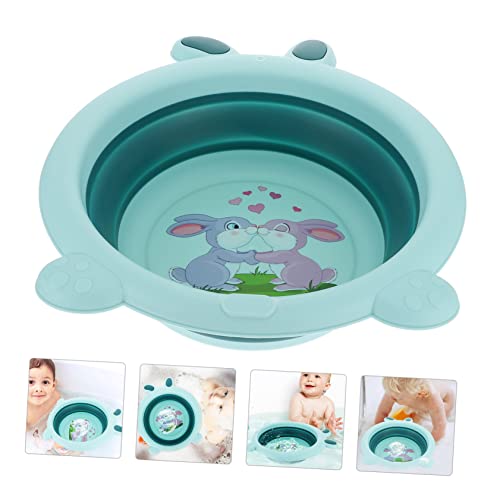 Image of Little Rabbit Portable Baby Wash Basin Foldable Foot Bath Tub for Toddler Face Hands Feet Washing Travel Use Lightweight Safe 13.38X12.20X3.93 Inches