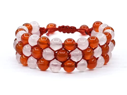Amazing Gemstone Bracelet for Love Manifestation - Rose Quartz and Carnelian ...