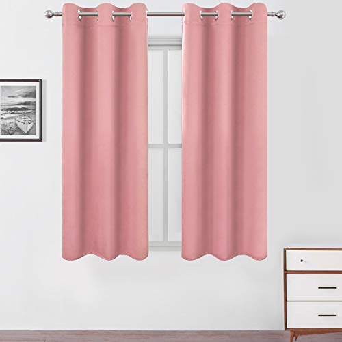 Image of LEMOMO Pink Thermal Blackout Curtains/38 x 63 Inch/Set of 2 Panels Room Darkening Curtains for Bedroom