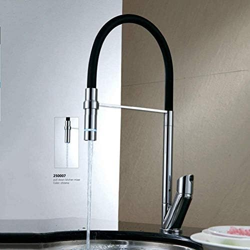 Robinet de cuisine en laiton massif chrome et noir avec douchette 360