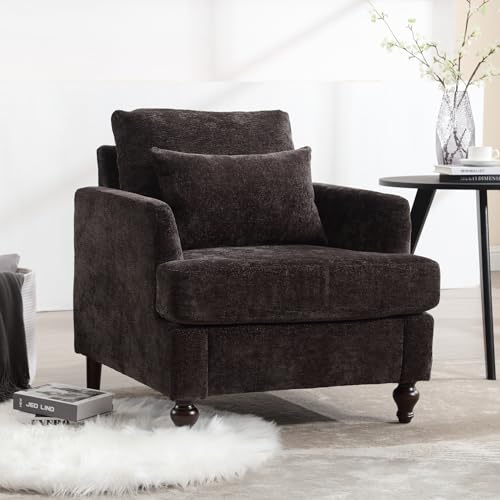 Sillón acolchonado Chenille negro moderno plegable miniatura 2