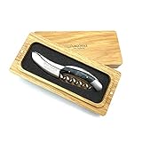 Laguiole En Aubrac Sommelier Waiter's Corkscrew, Stabilized Blue Poplar Burl Handle, Wine Opener With Foil Cutter & Bottle Opener, Brushed Bolster