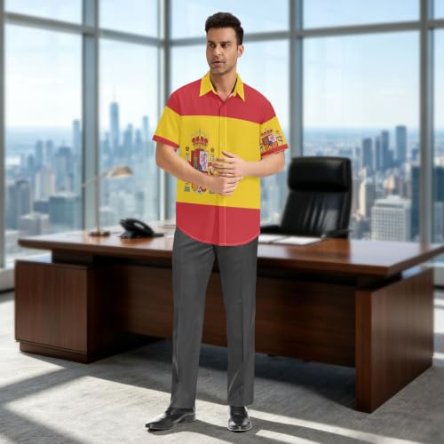 Chemise drapeau espagnol pour homme rouge en taille S coupe décontractée