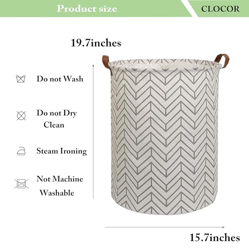 Image of CLOCOR Large Round Storage Bin,Collapsible Laundry Baskets (Grey geometry)