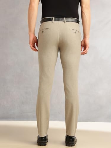 Image of Thomas Scott Men's Regular Fit Mid-Rise Solid Formal Performance Trouser | Flexi-Waist & 4-Way Stretch | 4 Pockets | Button Closure