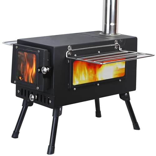 Preself Hot Tent Stove, Large Side Window, Winter Wood...
