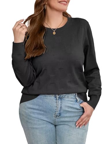 MONNURO Plus Size Sweaters for Womens Fashion Knit Long Sleeve Pullover Fall Tops Casual Shirts3