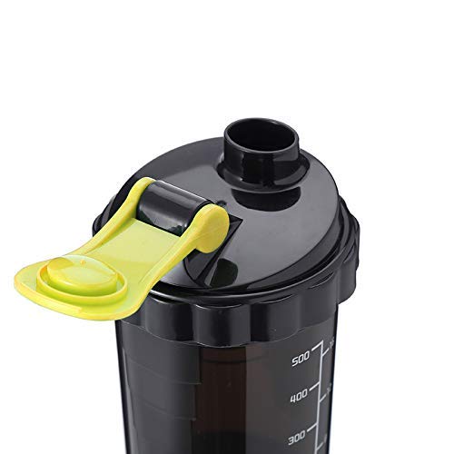 Image of Gym Spider Shaker Bottle with Extra Compartment, 100% Leakproof, Ideal for Protein, Preworkout, BCAAs, Cycling, Gym Water Bottle | Shaker Cup, Diet Shaker with Blenderball, 500ml (Yellow)