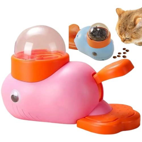 猫のおやつスロットマシン、猫スロットマシン おやつディスペンサー、猫のパズルおやつディスペンサー、猫のおやつディスペンサーおもちゃ、屋内猫用ペダル作動パズルフィーダー ? 耐久性、安全&掃除が簡単(ピンク)